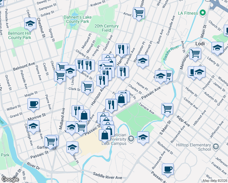 map of restaurants, bars, coffee shops, grocery stores, and more near 128 Westminster Place in Garfield