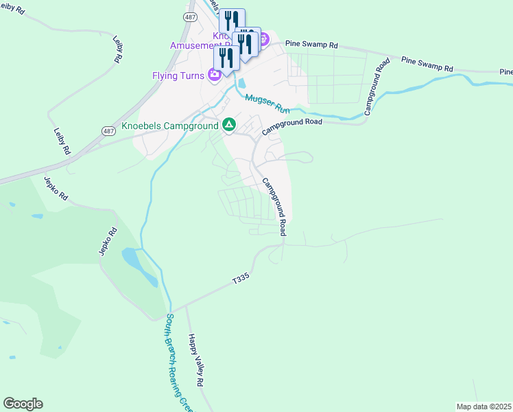 map of restaurants, bars, coffee shops, grocery stores, and more near 206 Campground Road in Elysburg