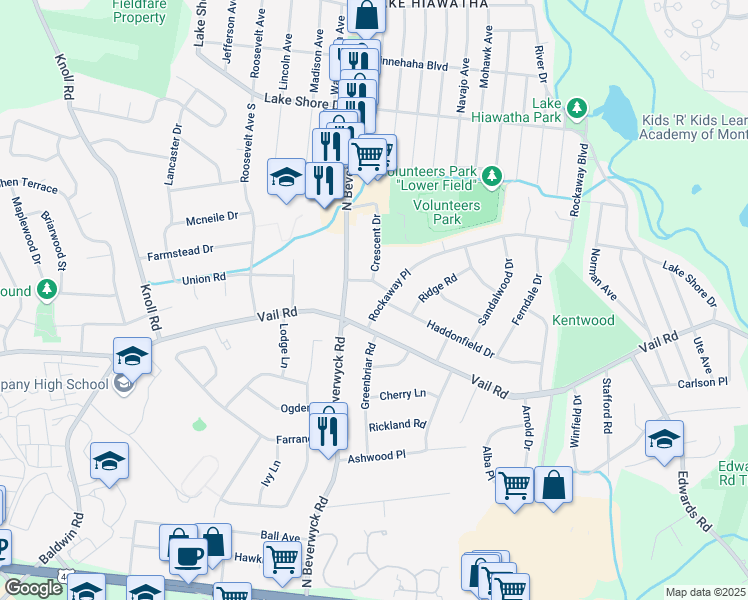 map of restaurants, bars, coffee shops, grocery stores, and more near 2 Rockaway Place in Parsippany-Troy Hills