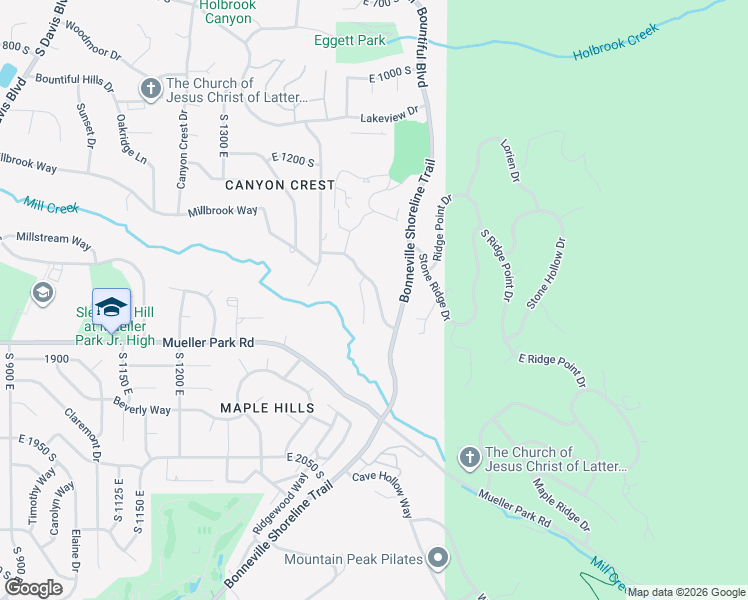 map of restaurants, bars, coffee shops, grocery stores, and more near 1735 South 1575 East in Bountiful