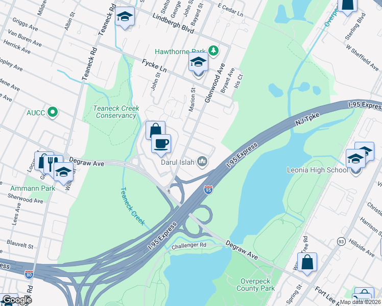 map of restaurants, bars, coffee shops, grocery stores, and more near 288 Fabry Terrace in Teaneck