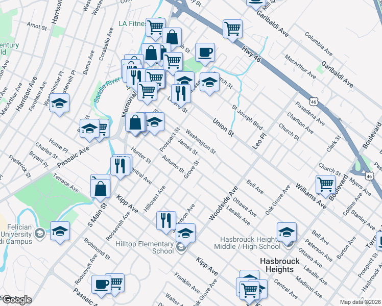 map of restaurants, bars, coffee shops, grocery stores, and more near 127 Spring Street in Lodi