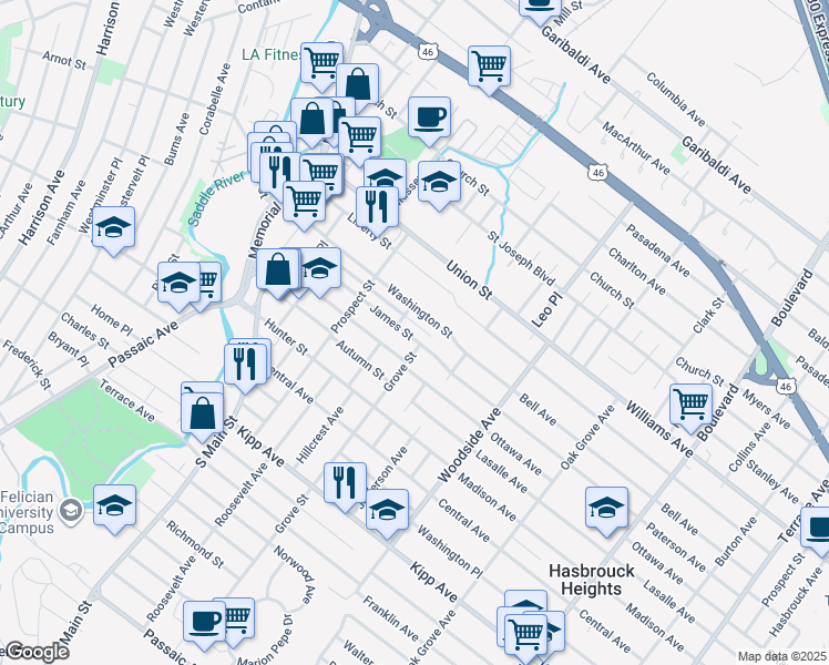 map of restaurants, bars, coffee shops, grocery stores, and more near 127 Spring Street in Lodi
