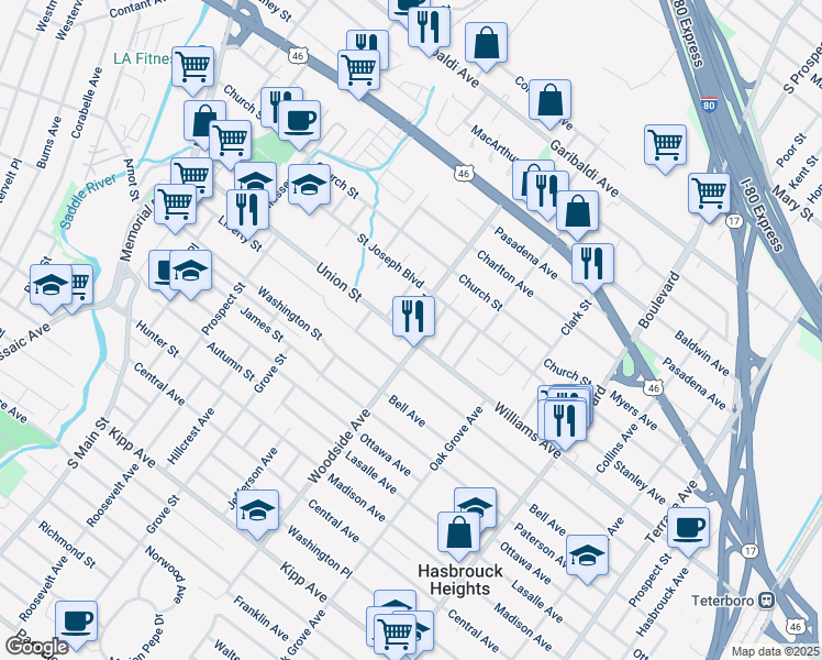 map of restaurants, bars, coffee shops, grocery stores, and more near 26 Leo Place in Lodi