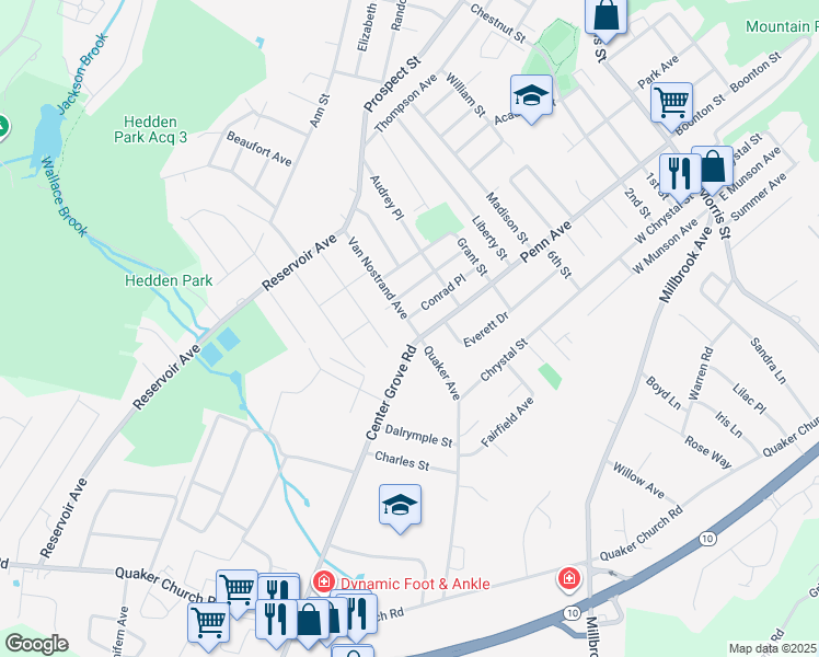 map of restaurants, bars, coffee shops, grocery stores, and more near 80 Van Nostrand Avenue in Dover