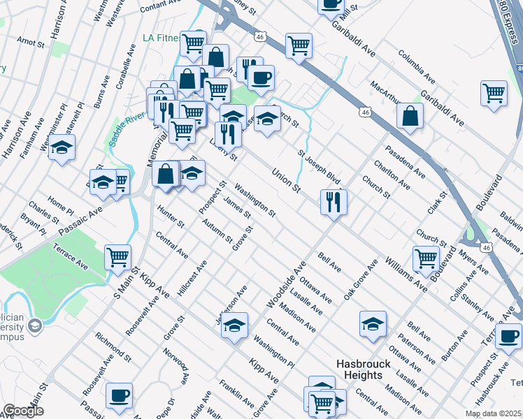 map of restaurants, bars, coffee shops, grocery stores, and more near 152 Liberty Street in Lodi