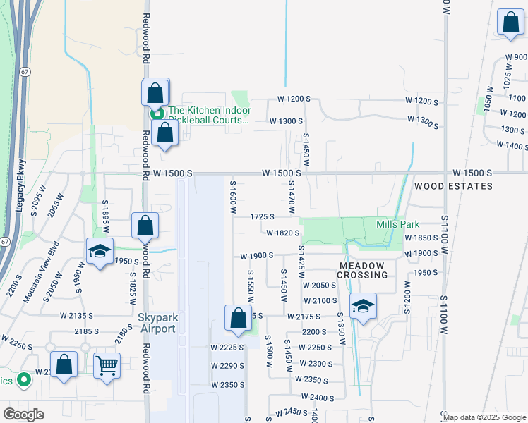map of restaurants, bars, coffee shops, grocery stores, and more near 1504 1725 South in Woods Cross