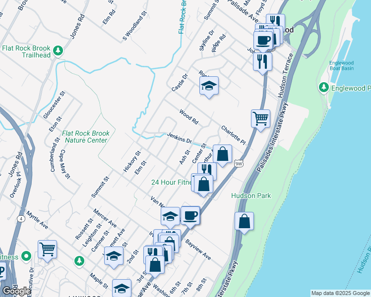 map of restaurants, bars, coffee shops, grocery stores, and more near 146 Jenkins Drive in Englewood Cliffs