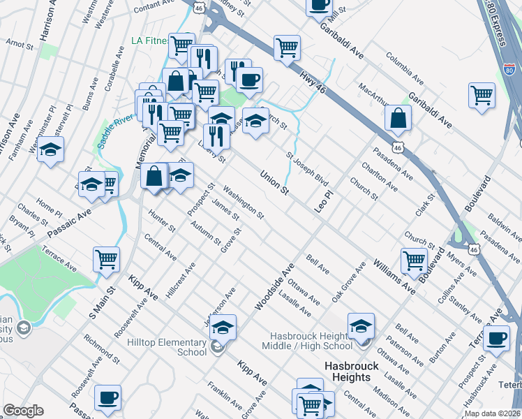 map of restaurants, bars, coffee shops, grocery stores, and more near 152 Liberty Street in Lodi