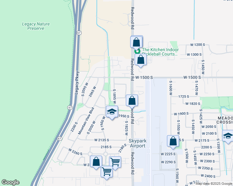 map of restaurants, bars, coffee shops, grocery stores, and more near 1889 West 1690 South in Woods Cross