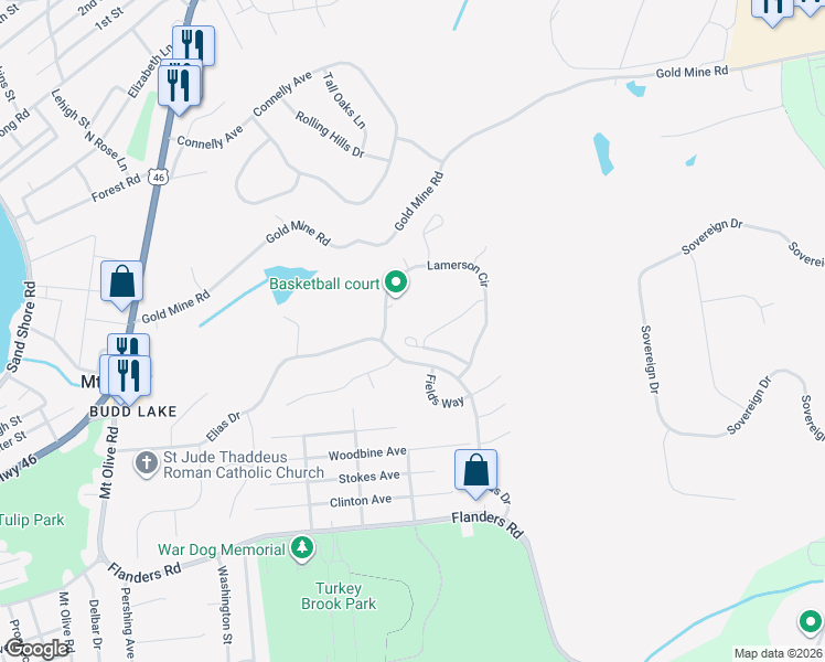 map of restaurants, bars, coffee shops, grocery stores, and more near 18 Canterbury Court in Mendham