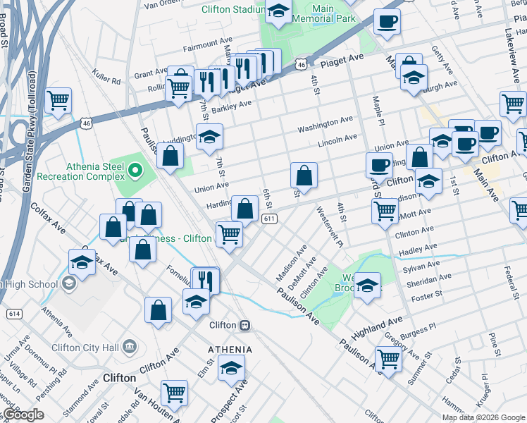 map of restaurants, bars, coffee shops, grocery stores, and more near 10 Hobart Place in Clifton