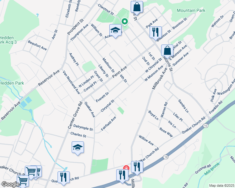 map of restaurants, bars, coffee shops, grocery stores, and more near 199 West Chrystal Street in Dover