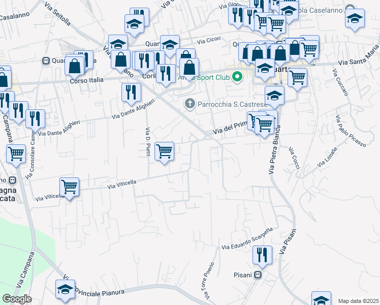 map of restaurants, bars, coffee shops, grocery stores, and more near 6 Via Viticella in Quarto