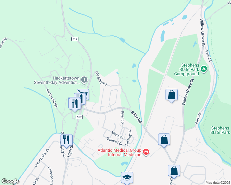 map of restaurants, bars, coffee shops, grocery stores, and more near 229 Harvard Drive in Hackettstown