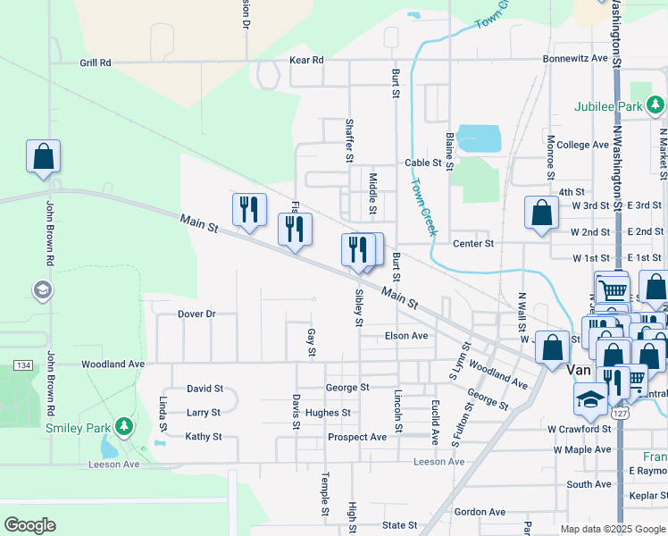 map of restaurants, bars, coffee shops, grocery stores, and more near 107 West Main Street in Van Wert