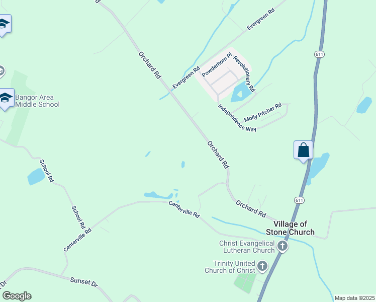 map of restaurants, bars, coffee shops, grocery stores, and more near 410 Orchard Road in Mount Bethel