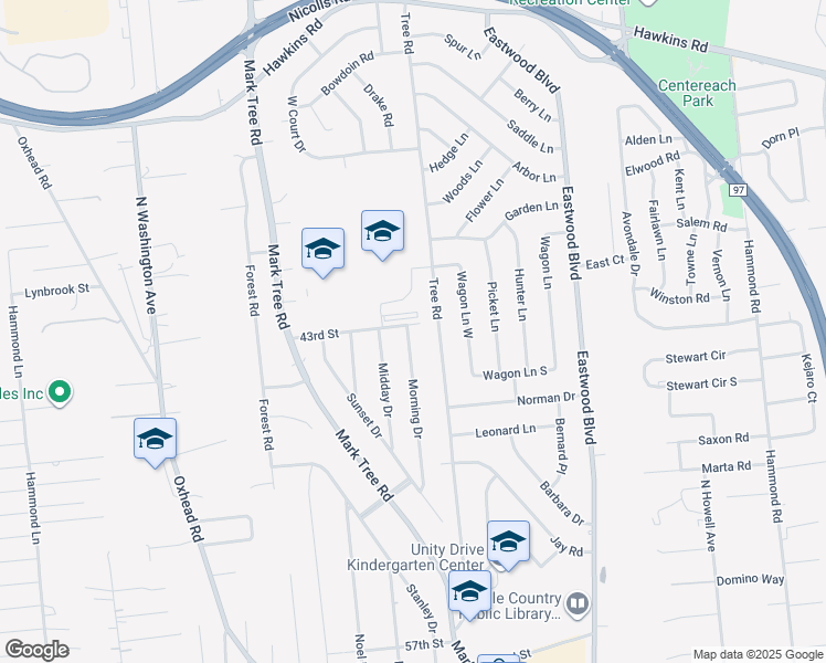 map of restaurants, bars, coffee shops, grocery stores, and more near 52 Morning Drive in Centereach