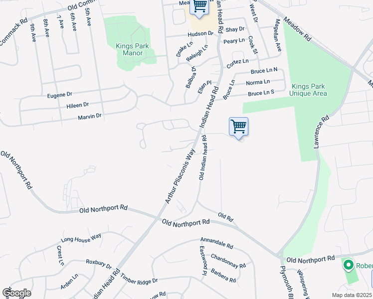 map of restaurants, bars, coffee shops, grocery stores, and more near 262 Indian Head Road in Kings Park
