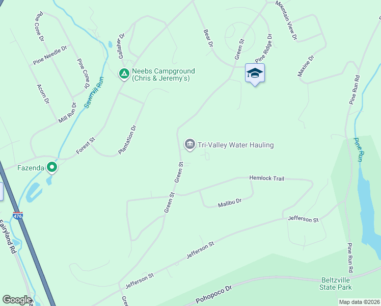 map of restaurants, bars, coffee shops, grocery stores, and more near 875 Green Street in Lehighton