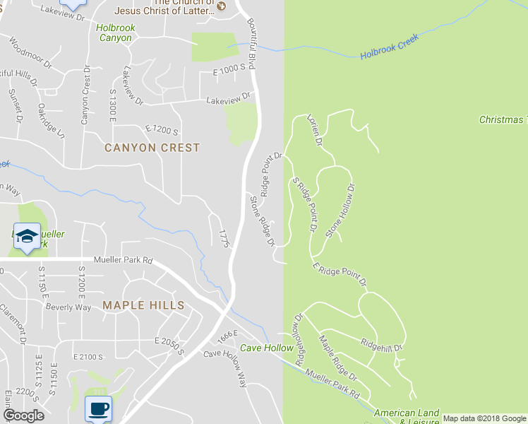 map of restaurants, bars, coffee shops, grocery stores, and more near 1686 Ridge Point Drive in Bountiful