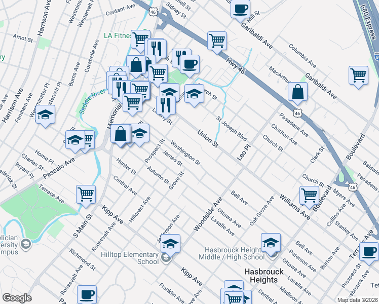 map of restaurants, bars, coffee shops, grocery stores, and more near 152 Liberty Street in Lodi