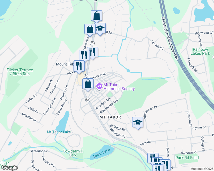 map of restaurants, bars, coffee shops, grocery stores, and more near 35 Whitfield Place in Parsippany-Troy Hills