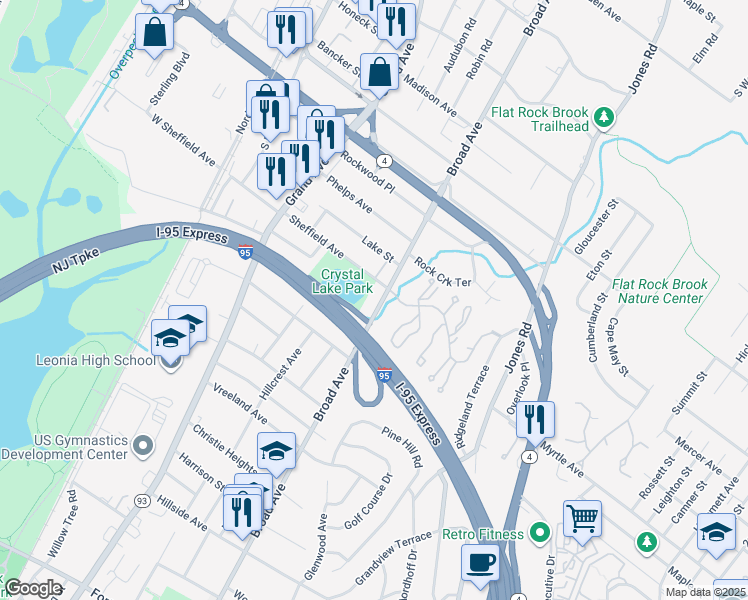 map of restaurants, bars, coffee shops, grocery stores, and more near 552 Broad Avenue in Englewood