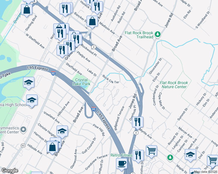 map of restaurants, bars, coffee shops, grocery stores, and more near 23 Quail Court in Englewood