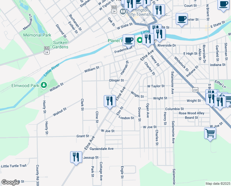 map of restaurants, bars, coffee shops, grocery stores, and more near 762 Etna Ave in Huntington