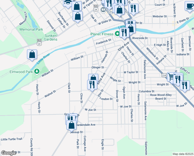 map of restaurants, bars, coffee shops, grocery stores, and more near 762 Etna Avenue in Huntington