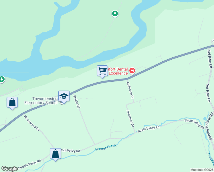 map of restaurants, bars, coffee shops, grocery stores, and more near 8340 Interchange Road in Lehighton