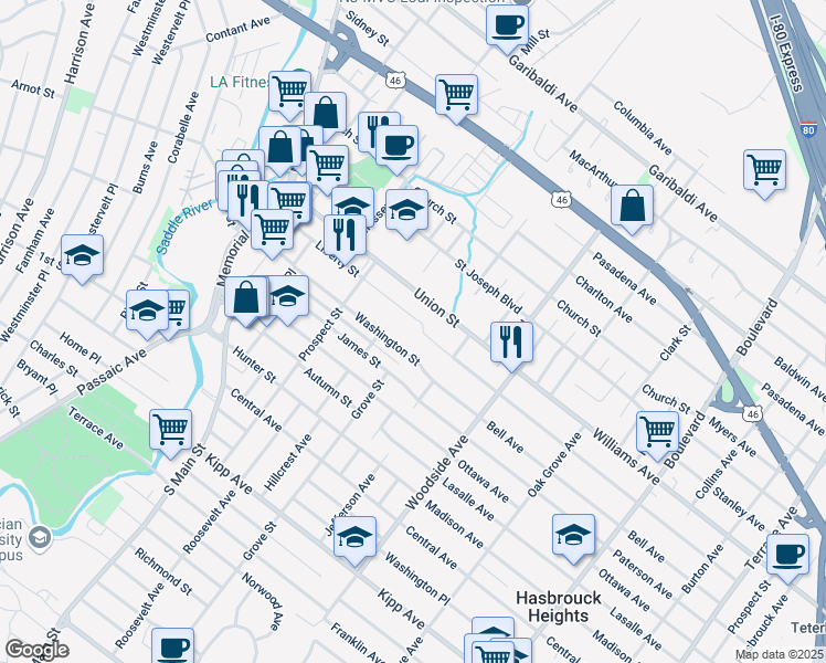 map of restaurants, bars, coffee shops, grocery stores, and more near 152 Liberty Street in Lodi