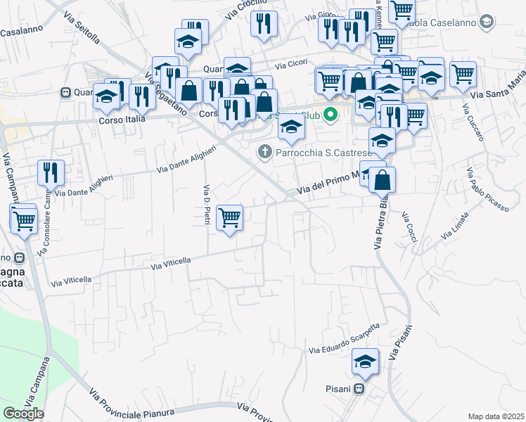 map of restaurants, bars, coffee shops, grocery stores, and more near 6 Via Viticella in Quarto