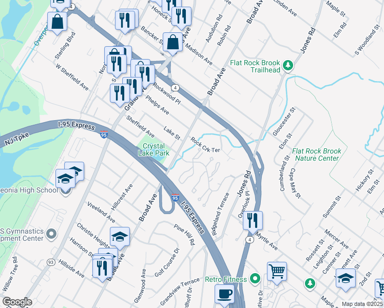 map of restaurants, bars, coffee shops, grocery stores, and more near 56 Gentry Drive in Englewood