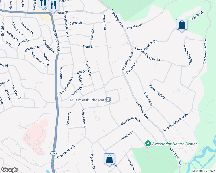 map of restaurants, bars, coffee shops, grocery stores, and more near 40 Oakside Road in Smithtown