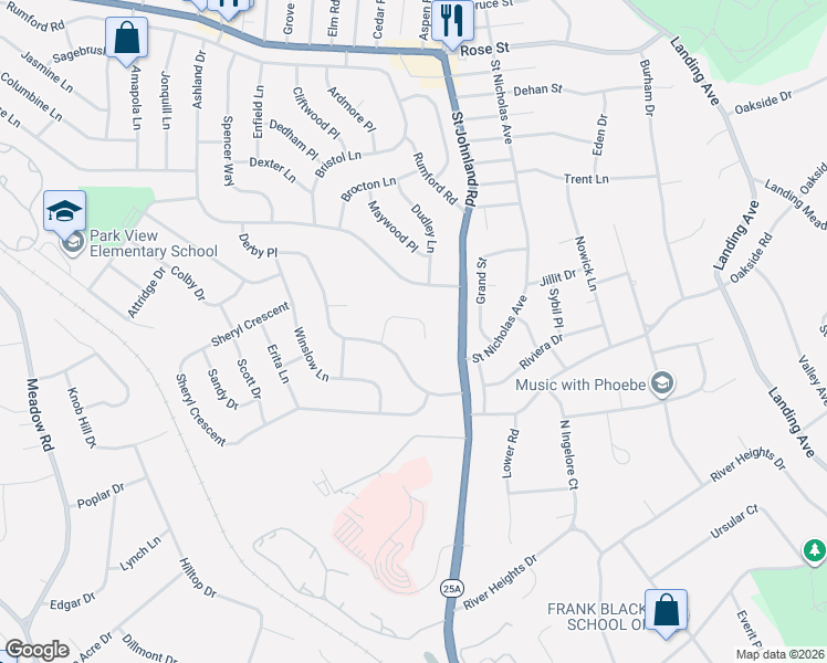 map of restaurants, bars, coffee shops, grocery stores, and more near 53 Derby Place in Smithtown