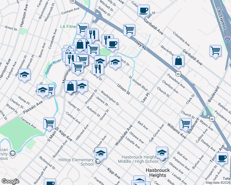 map of restaurants, bars, coffee shops, grocery stores, and more near 152 Liberty Street in Lodi