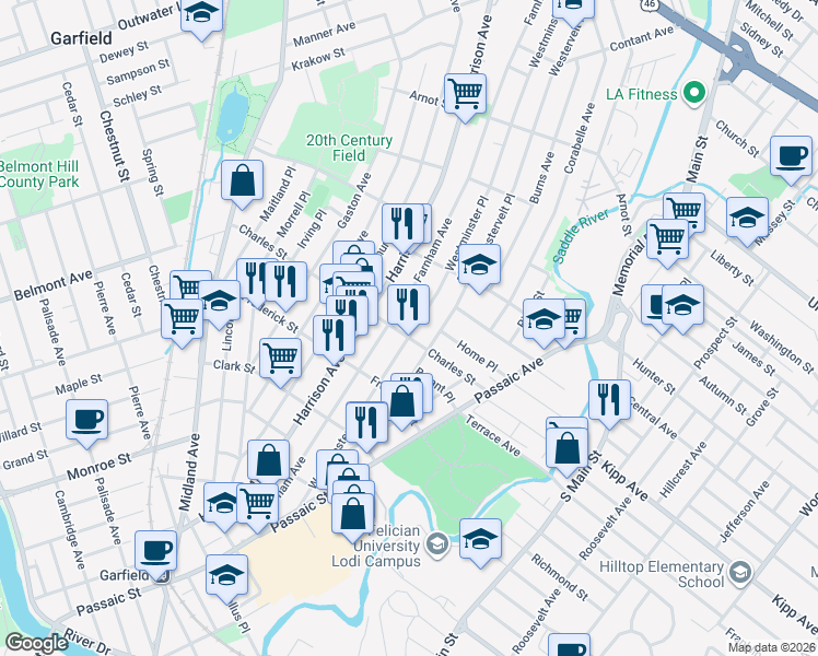 map of restaurants, bars, coffee shops, grocery stores, and more near 69 Charles Street in Lodi