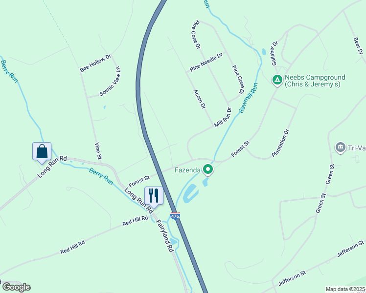 map of restaurants, bars, coffee shops, grocery stores, and more near 40 Mill Run Drive in Lehighton