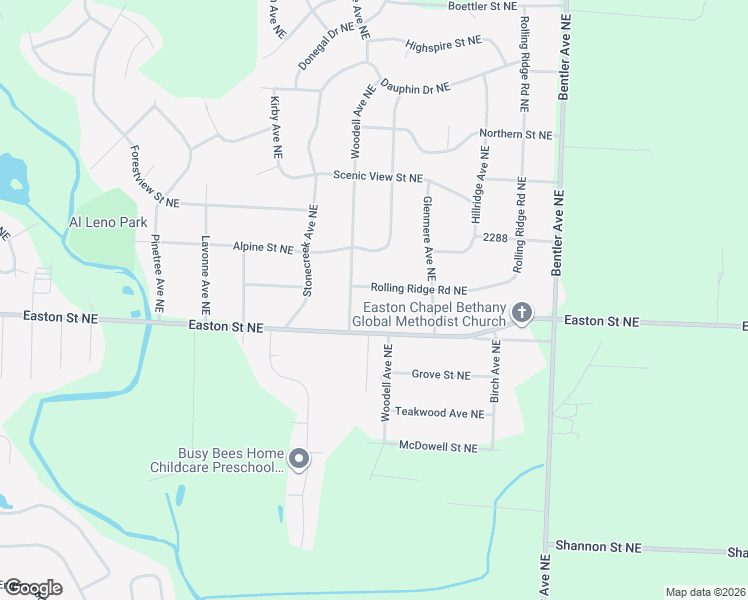 map of restaurants, bars, coffee shops, grocery stores, and more near 3615 Easton Street Northeast in Canton