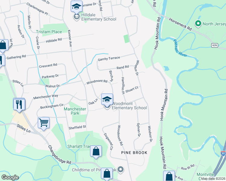 map of restaurants, bars, coffee shops, grocery stores, and more near 49 Woodmont Road in Montville