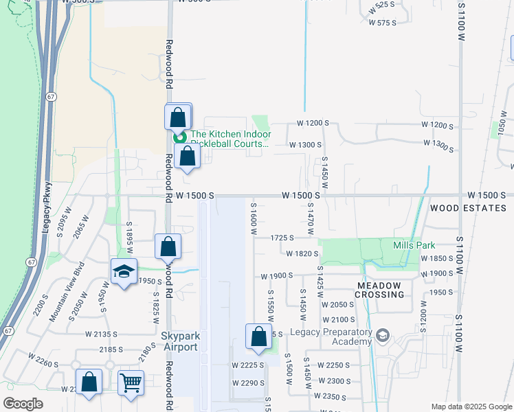 map of restaurants, bars, coffee shops, grocery stores, and more near 1593 1550 South in Woods Cross