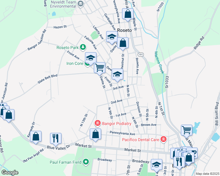 map of restaurants, bars, coffee shops, grocery stores, and more near 80 Father Leone Avenue in Bangor