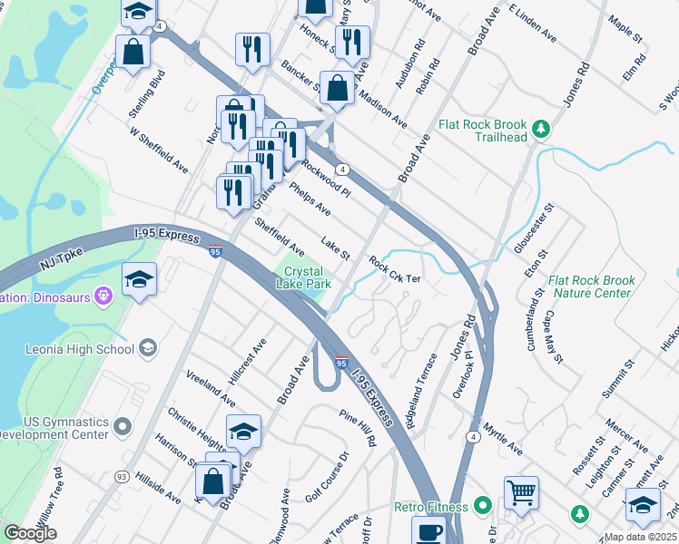 map of restaurants, bars, coffee shops, grocery stores, and more near 160 Lake Street in Englewood