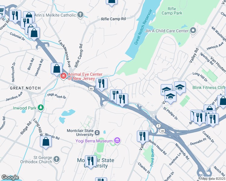 map of restaurants, bars, coffee shops, grocery stores, and more near 4 Quarry Drive in Woodland Park