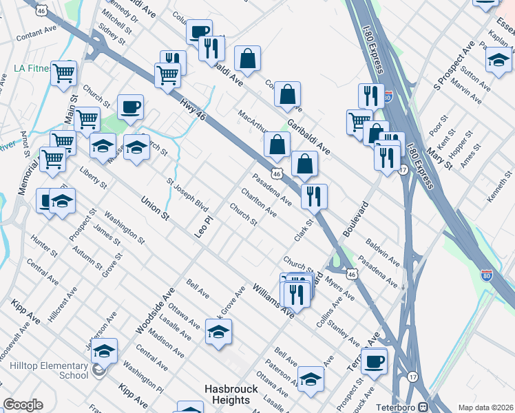 map of restaurants, bars, coffee shops, grocery stores, and more near 143 Charlton Avenue in Lodi