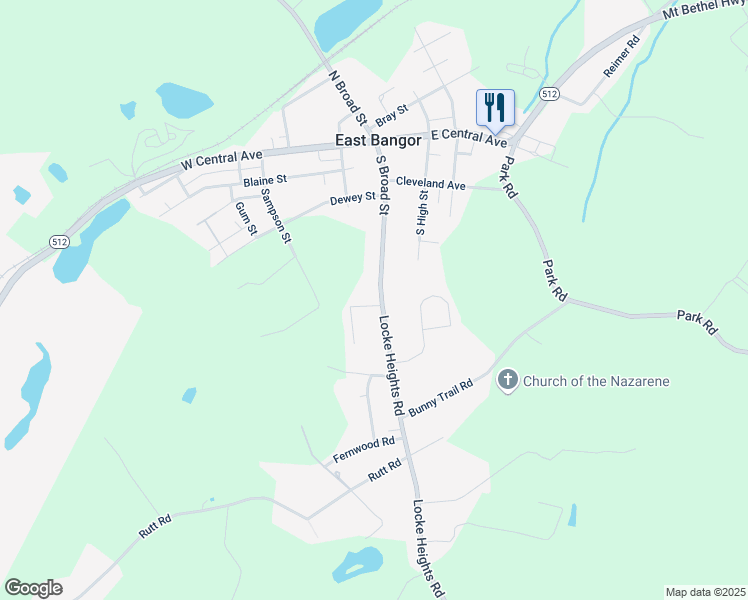 map of restaurants, bars, coffee shops, grocery stores, and more near 340 South Broad Street in Bangor