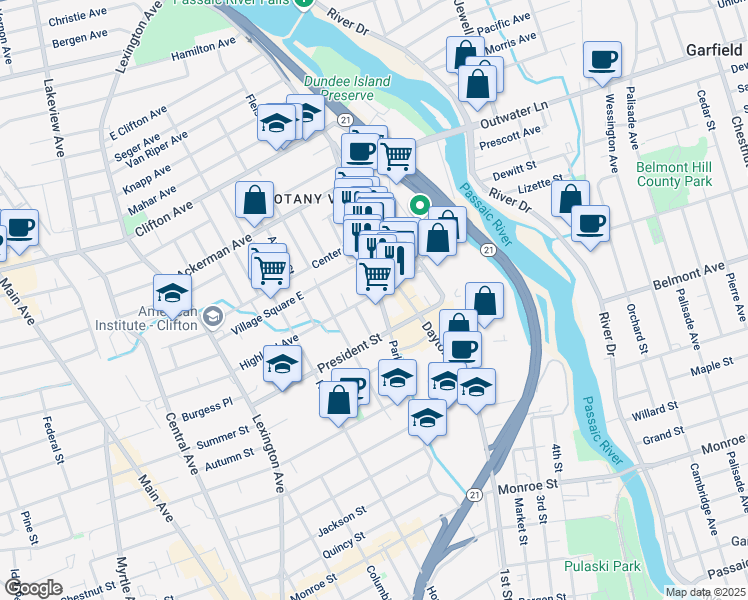 map of restaurants, bars, coffee shops, grocery stores, and more near 1 Forstmann Court in Clifton