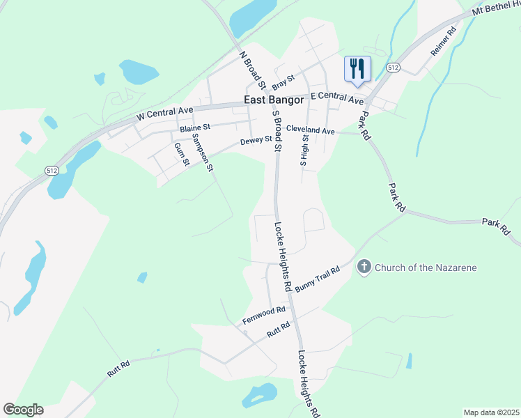 map of restaurants, bars, coffee shops, grocery stores, and more near 340 South Broad Street in Bangor